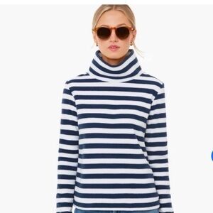 Dudley Stephens Striped Turtleneck Sweater - Navy and White